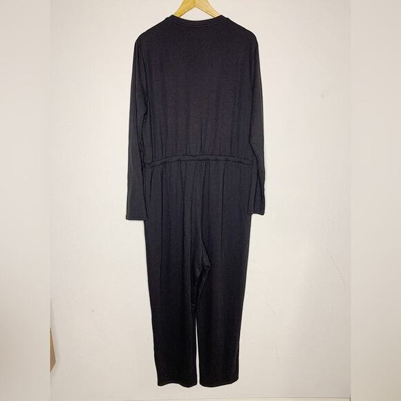 NWT GAP True Black Long Sleeve Henley Sweatshirt Jumpsuit Size XL Tall - Picture 5 of 8